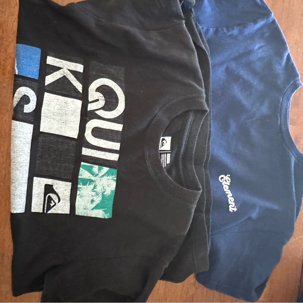 Quiksilver Black Graphic Short Sleeve Tee and Blue Element T-shirt